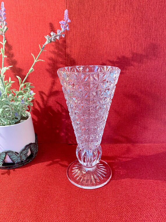 Princess House Vase. 24 Lead Crystal Button Star Diamond Etsy