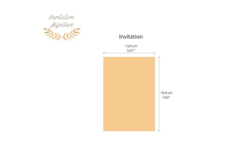 May include: A blank invitation card with a light yellow background. The card measures 5.47 inches by 7.63 inches.