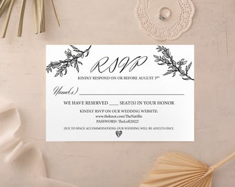 Bedrukte RSVP-kaart en envelop