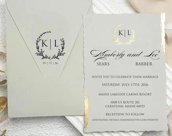 Modern Wedding Invitation Template, Digital Download, Canva Editable - Customizable Template - Minimalist Wedding Invitation