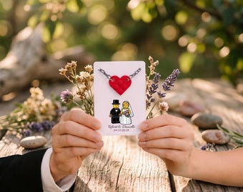 12 Pack LEGO Heart Keychain Set – Bride & Groom Themed Guest Gifts, Customizable Wedding FavorsBulk Wedding Favor Keepsakes - Wedding Favor