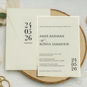 Modern Wedding Invitation Template, Digital Download, Canva Editable - Customizable Template - Minimalist Wedding Invitation