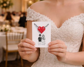 12 Pack LEGO Heart Keychain Set – Bulk Wedding Favor Keepsakes - Bride & Groom Themed Guest Gifts, Customizable Wedding Favors