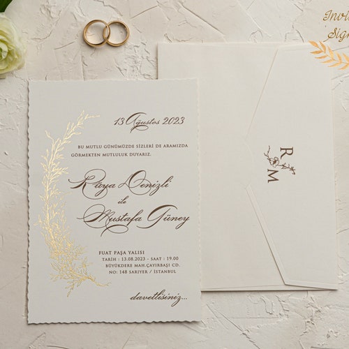 Wedding Invitation Paper Invitations Paper Gold Invitations Etsy