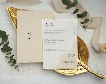 Modern Wedding Invitation Template, Digital Download, Canva Editable - Customizable Template - Minimalist Wedding Invitation