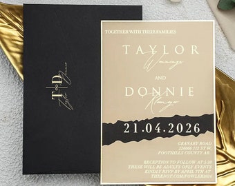 Gold-Edged Foil Printed Dual-Tone Invitation - The Regal Harmony of Black and Gold