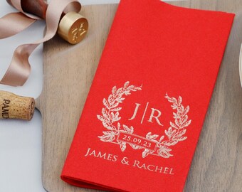 Personalized Wedding Napkins - Custom Cocktail Napkins with Names & Date - Elegant Wedding Decor - Printed Paper Napkins