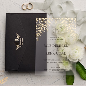 Wedding Invitation, Acrylic Invitations, Acrylic Gold Invitations, Minimalist Design, Clear Acrylic Invitation, Wedding Invitation Set image 1