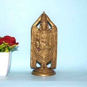 Brass Tirupati Balaji Statue | 5&#39;&#39; Inches Lord Venkateshwara Sculpture | Temple Showpiece