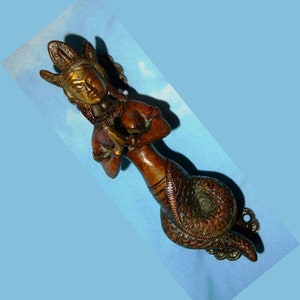 Brass Naga Kanya Door Handle | 7.5&#39;&#39; Inches Praying Mermaid Pull