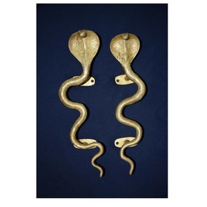 11.5&quot; Inches Snake Door Handle Pair | Brass Cobra Design Door Pull