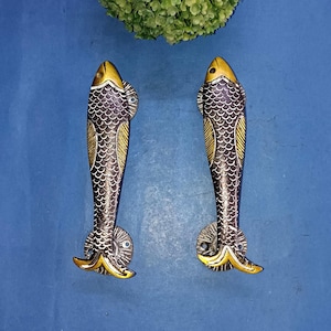 Messing viswinkel design deurkruk | Deurtrekker met nautisch wezenthema | Accessoires voor woonkamerdeuren