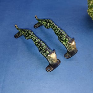 Brass Tiger Shape Door Handle Pair | Handmade Jaguar Gate Pull Accessories | Set of 02 Pieces OGL QTY