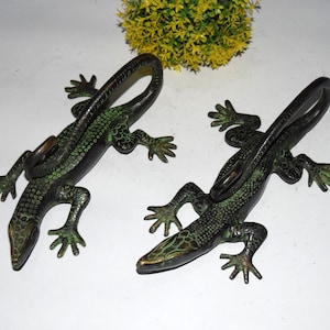 8&quot; Inches Chameleon Door Handle | Brass Cambodian Dragon Lizard Door Pull | Door Accessories