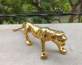 11" Inches Golden Chrome Plated Brass Jaguar Door Handle | Golden Chrome Coated Brass Tiger Door Handle KWB