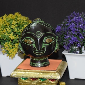 Majestic Gauri Head Sculpture | Brass Temple Accessories
