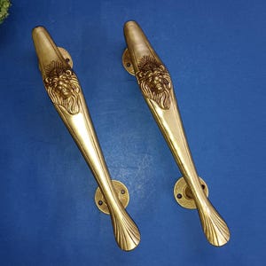 13" Inches Lion Face Door Handle Pair | Brass Big Cottage Door Pulls Hardware OGL