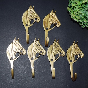 Horse Side Face Brass Wall Hook | 5&#39;&#39; Inches Animal Wall Hanging | Set of 06 Hooks