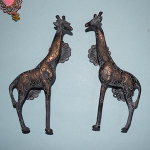 9&#39;&#39; Inch Antique Finish Brass Giraffe Door Handle | Long Neck Animal Floral Base Wardrobe Pulls | Total Weight- 625 X 2 = 1250 Grams Approx.