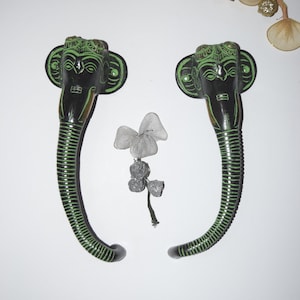 Brass Ganpati Door Pull | Hindu Lord Vinayaka Door Handle Pair | Total Weight: 585 x 2 = 1170 Grams Approx