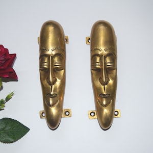 Brass Meditating Buddha Door Puller | Tribal Male Female Faces Door Handle | Incredible Cultural Theme Showpiece Welcome