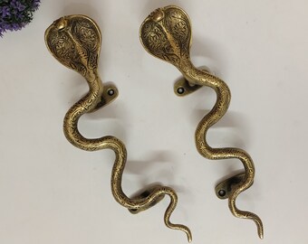 Cobra Shape Door Pull 11.5'' Inches | Brass Viper Snake Design Door Handle Set OGL