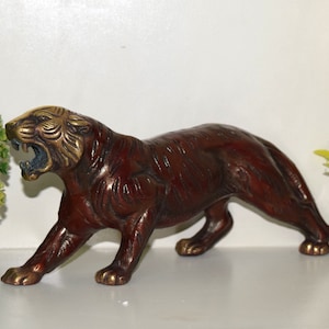 Estátua do tigre vermelho | Estátua de Leão Jaguar em Latão