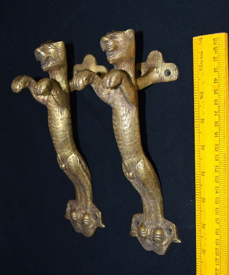 Brass Tiger Door Handle Jumping Tiger Shape Door Pull Door Accessories image 7