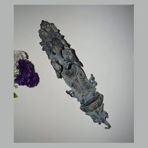Metal Brass Ganesha Door Handle Royal Antique Color | Standing Ganpati Door Pull 14&#39;&#39; Inches Elephant Lord | Weight- 1580 Grams Approx.