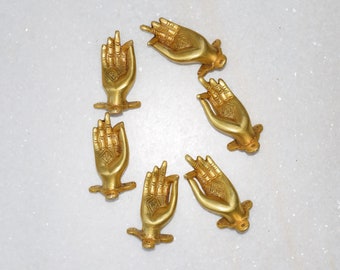 Brass Girl Hand Knob | Set of 06 Pieces | Decorative Yoga Hand Shape Pulls