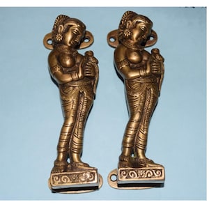 Lady Holding Parrot Design-deurkruk | Messing traditionele meisjesvorm slaapkamer deurtrekker hardware decor OGL2