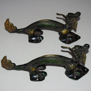 10'' Inches Dragon Handle High Polished Brass | Mythical Creature Door Cabinet Drawer Pull | Total Weight- 1250 x 2 = 2500 Grams Approx.