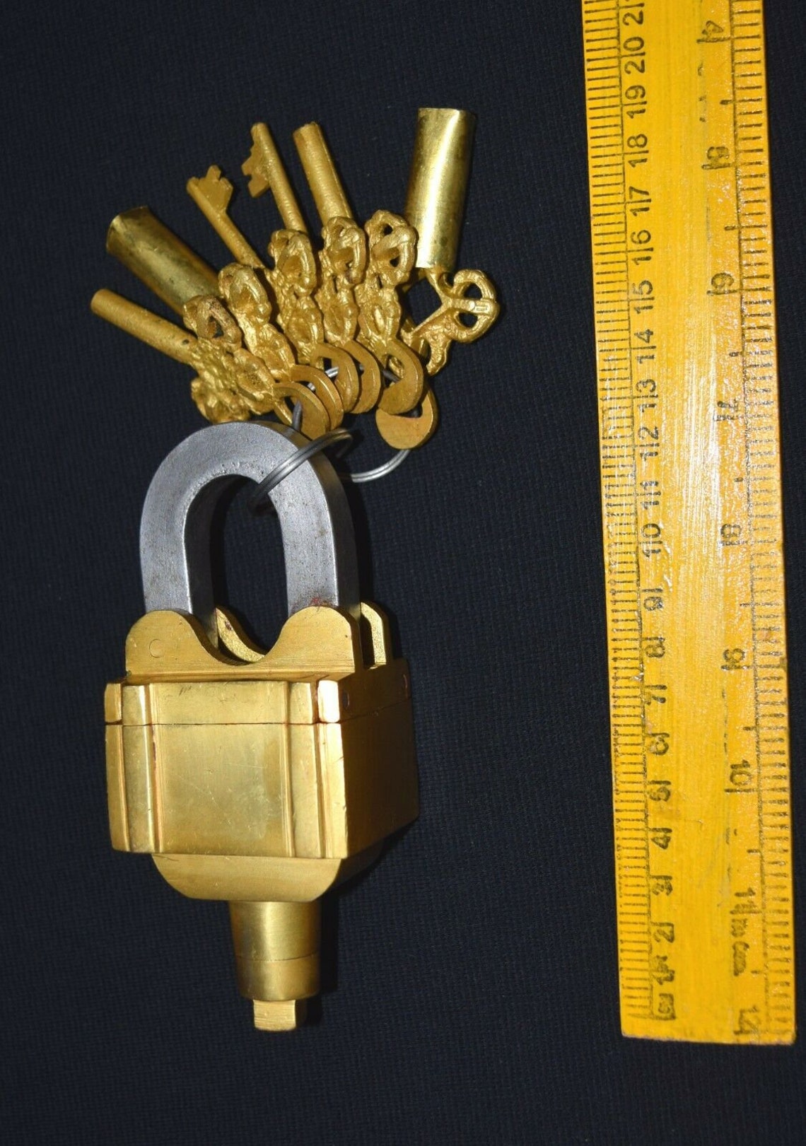 Tricky Lock With 6 Keys Brass Puzzle Padlock Safety Etsy
