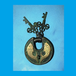 Fish Design Brass Padlock | Tibetan Fish Engraving Protection Security Lock