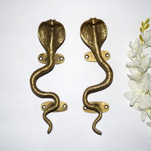 8.5" Inches Viper Snake Door Pulls Set | Brass Rattle Snake Kitchen Door Handle Decoration KWB050