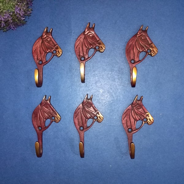 Bridle Horse Design Wall Mounted Hook Set of 06 Pieces | Thoroughbred Pony Wall Décor Coat Hangers | Total Weight- 95 x 6 = 570 Grams Approx