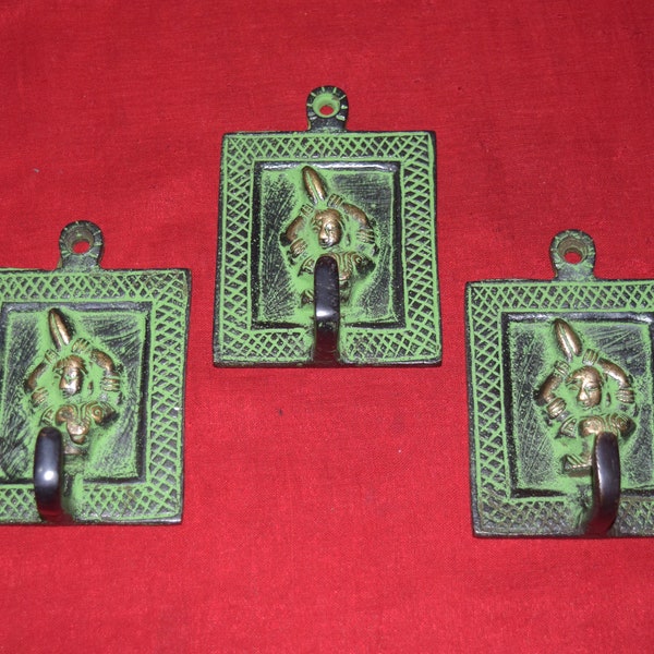 Bharatanatyam Lady Hook Set of 03 Pieces | Brass Girl Design Wall Hanger | Wall Accessory