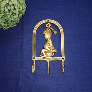 Little Girl Framed Hook | Brass Coat Key Chain Hanger | Wall Accessories