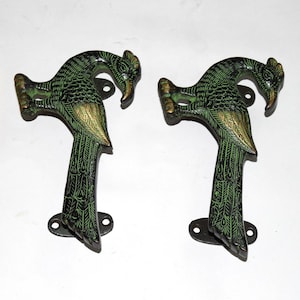 Peacock Door Grab Handle Set | Brass Gateway Unique Door Hardware OGL2