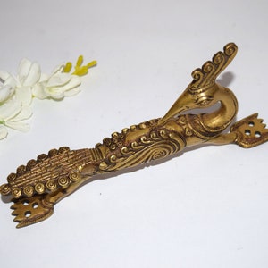 Artistic Peacock Door Handle | Brass Creative Design on Peafowl Handle | Entrance Door Hardware