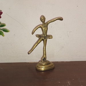 Brass Statue Ballet Dancing Girl Ballerina in Dance Pose | Decorative Table Showpiece Handicraft by Folk Artisan | Weight- 135 Grams Approx.