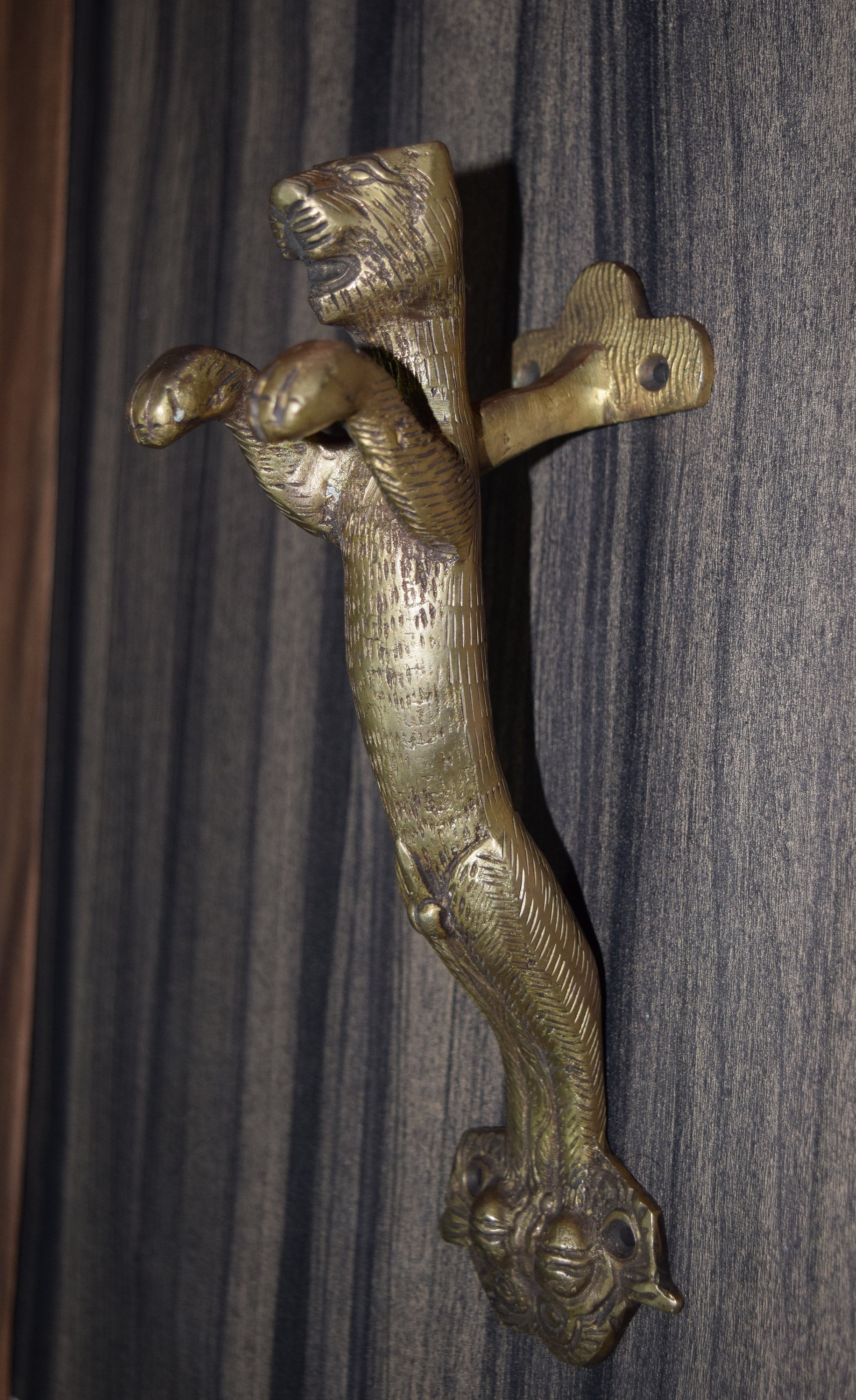 Leopard Door Handle Brass Wild Animal Design Pull Handle Etsy