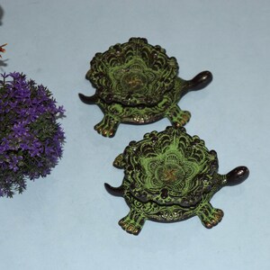Tibetan Reptile Shape Handmade Diya | Brass Tortoise Oil Wick Lamp