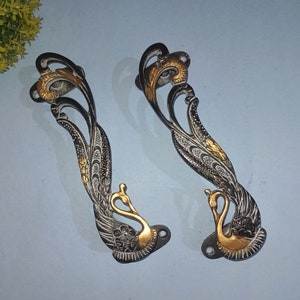 Brass Peacock Bird Shape Almirah Puller| Handmade Peafowl Design Door Handle | Nature Theme Home Decor