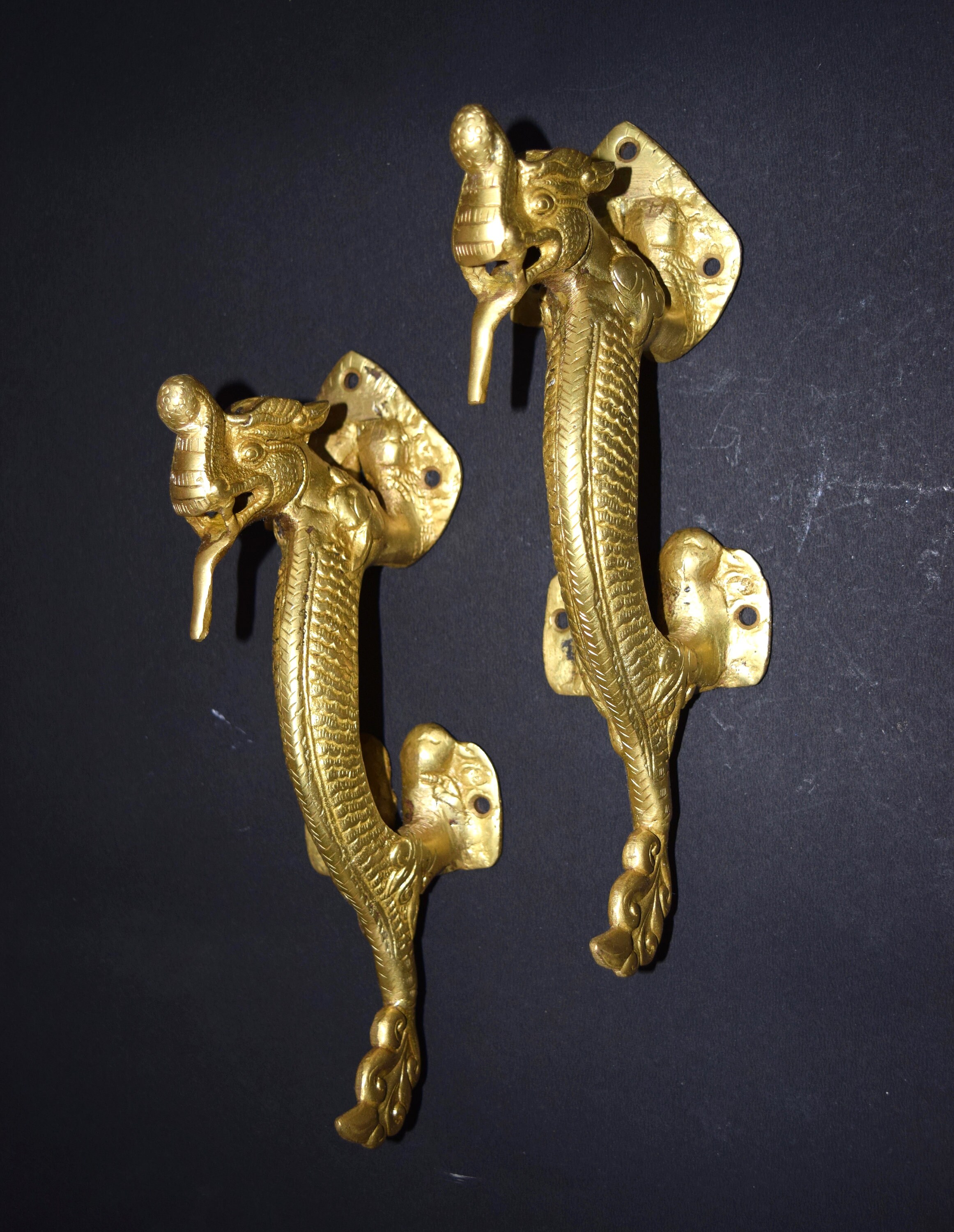 10 Inches Dragon Door Handle Brass Chinese Loong Etsy UK