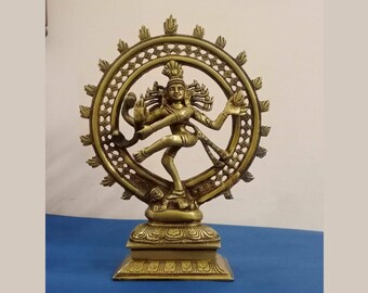 火の輪の中で踊るシヴァ神 ヒンドゥー教の神像 28 cm 2.2 kg 真鍮製 黒