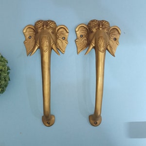 Majestic Elephant Door Handle | 11.3" Inches Brass Door Pull | Door Accessories