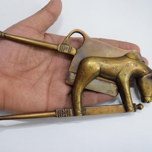 Brass Cow Shape Nut Cracker | 8&#39;&#39; Inches Cow Calf Design Betel Nut Cracker Domestic Animal Theme