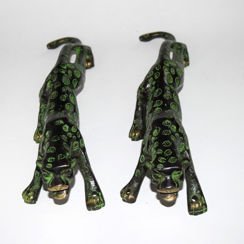 Tiger Door Handle Pair Brass Jaguar Gate Pull Etsy