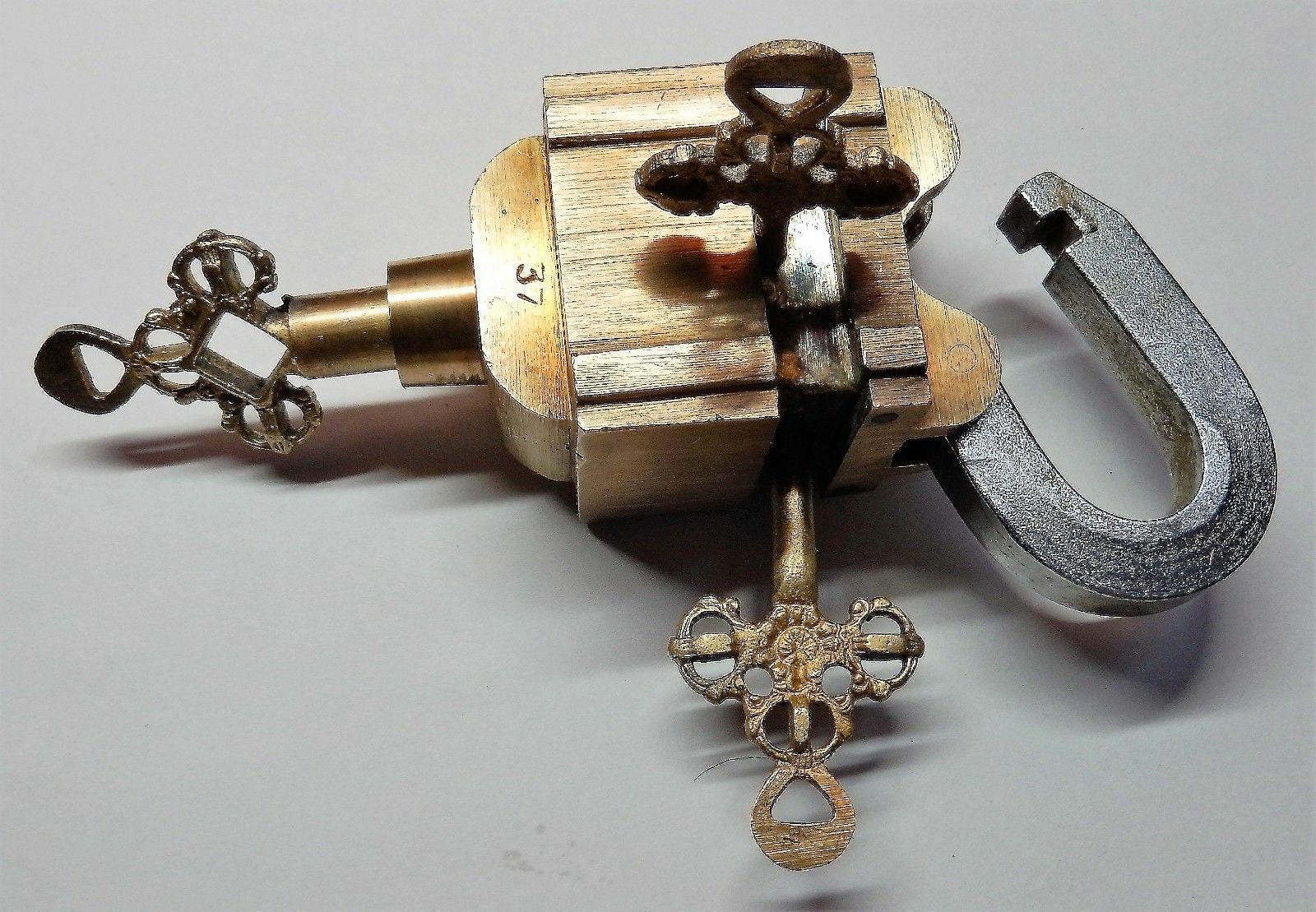 Tricky Lock With 6 Keys Brass Puzzle Padlock Safety Etsy